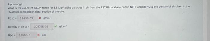 Alpha Range What Is The Expected Csda Range For 5 5 Mev Alpha Particles In Air From The Astar Database On The Nist Websi 1