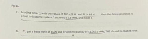 Flic Loading Timer 1 With The Values Of Th2 Ofh And Tlab Equal To Assume System Frequency Is 12 M2 And Mode Then The 1