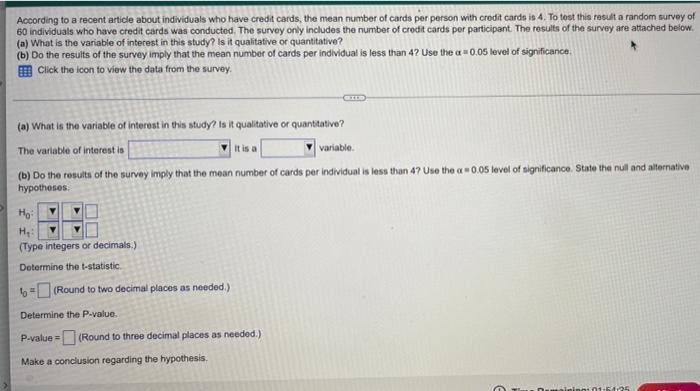 According To A Recent Article About Individuals Who Have Credit Cards The Mean Number Of Cards Per Person With Credit C 1