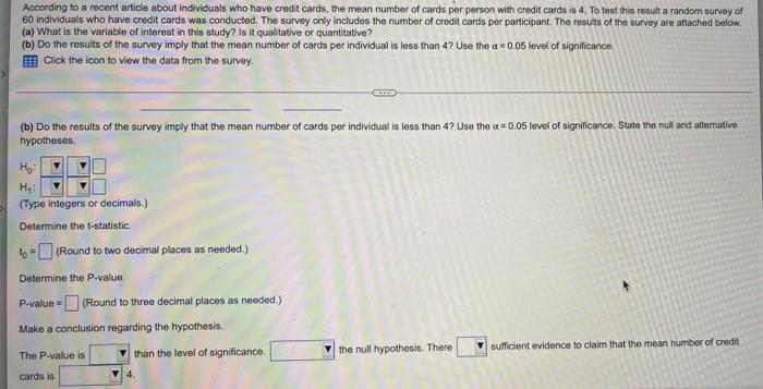 According To A Recent Article About Individuals Who Have Credit Cards The Mean Number Of Cards Per Person With Credit C 2
