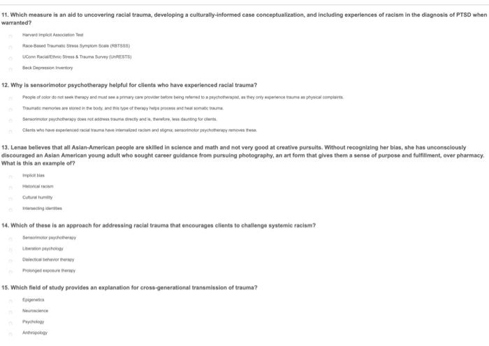 11 Which Measure Is An Aid To Uncovering Racial Trauma Developing A Culturally Informed Case Conceptualization And In 1