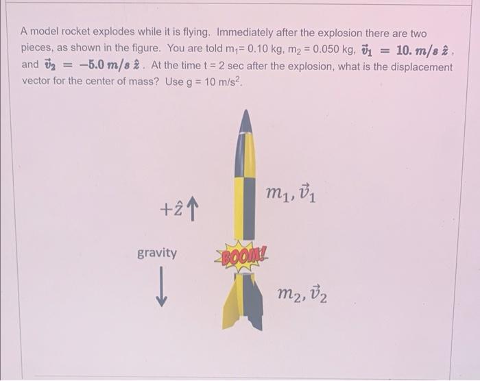 A Model Rocket Explodes While It Is Flying Immediately After The Explosion There Are Two Pieces As Shown In The Figure 1