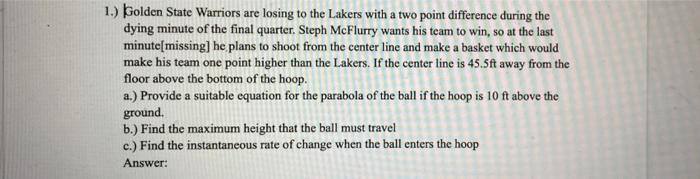 1 Golden State Warriors Are Losing To The Lakers With A Two Point Difference During The Dying Minute Of The Final Quar 1