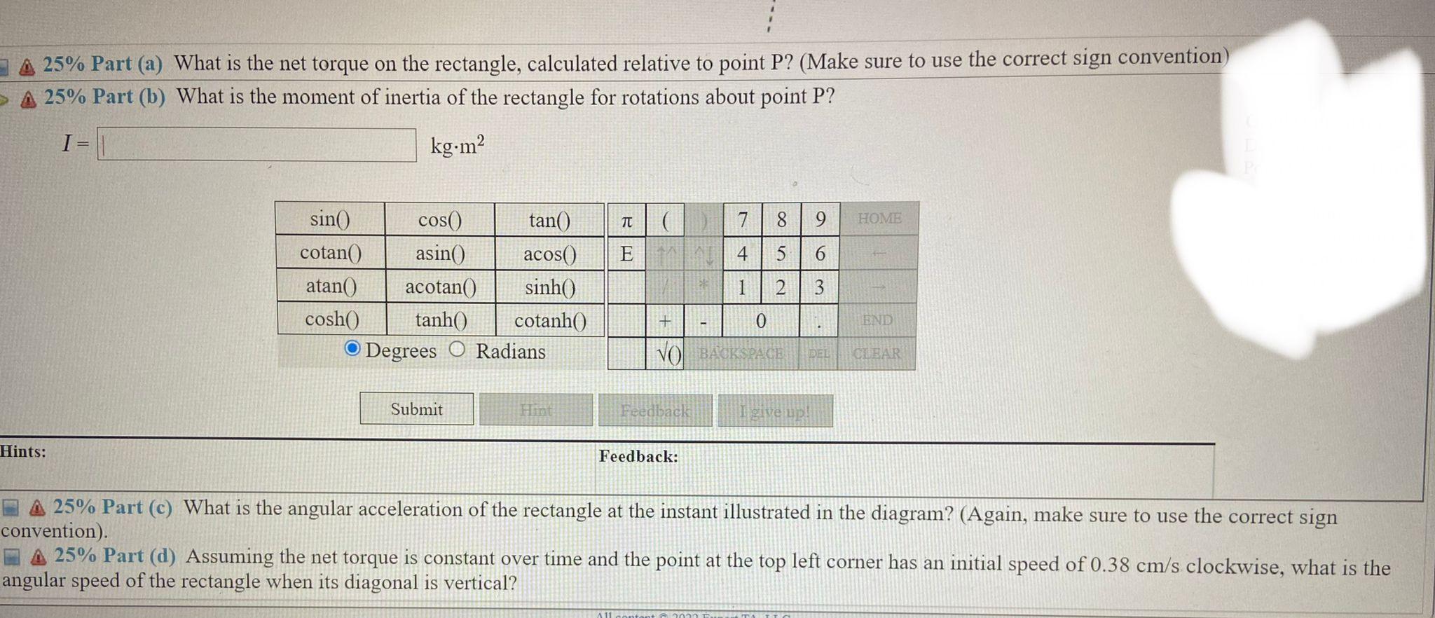 Tr 33 Problem 2 A Rectangle Is Suspended From Point P Which Is Located X 12 8 Cm From The Top Left Corner Along T 2