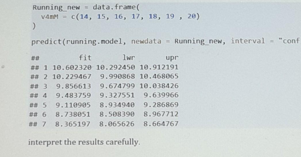 Running New Data Frame V40m C 14 15 16 17 18 19 20 Predict Running Model Newdata Running New Interval 1