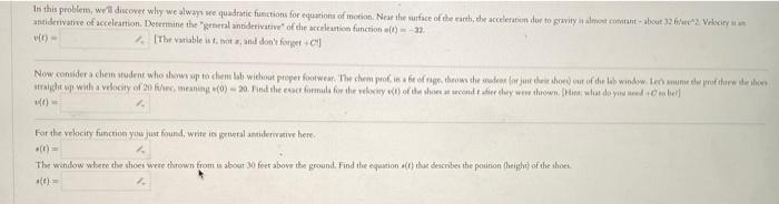 In This Problem We Ll Discover Why We Always See Quadratic Functions For Equations Of Motion Near The Surface Of The E 1