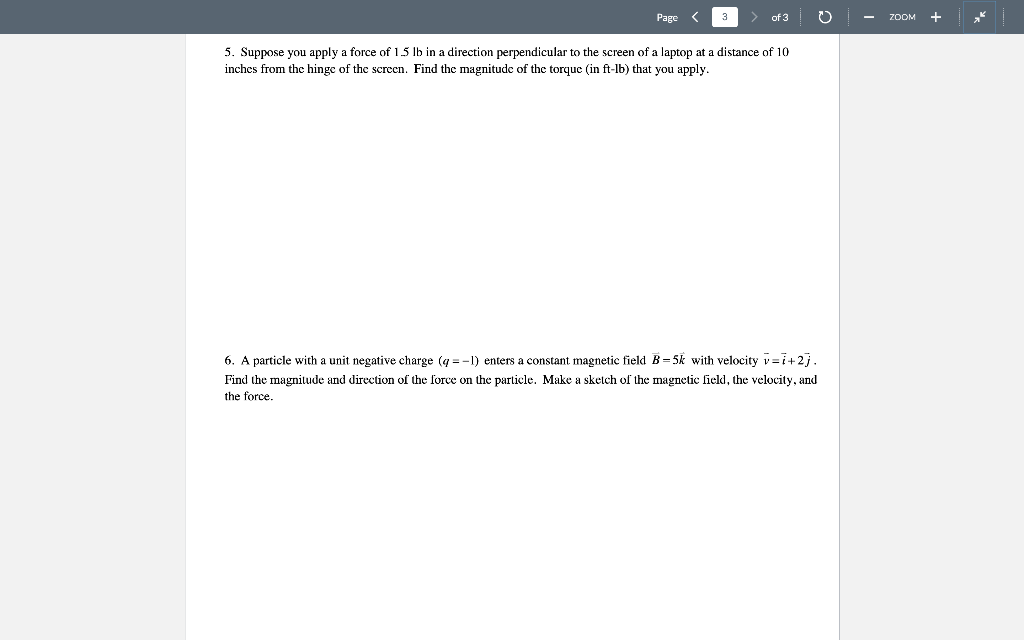 Page Of 3 O 5 Suppose You Apply A Force Of 1 5 Lb In A Direction Perpendicular To The Screen Of A Laptop At A Distanc 1