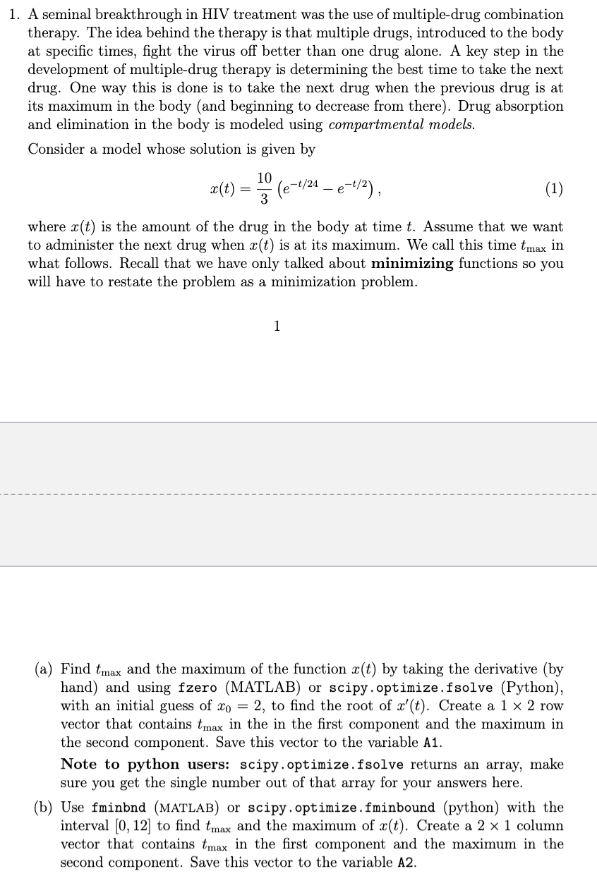Matlab Restate The Problem As An Optimization Problem Then 1