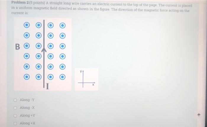 Problem 2 5 Points A Straight Long Wire Carries An Electric Current To The Top Of The Page The Current Is Placed In A 1
