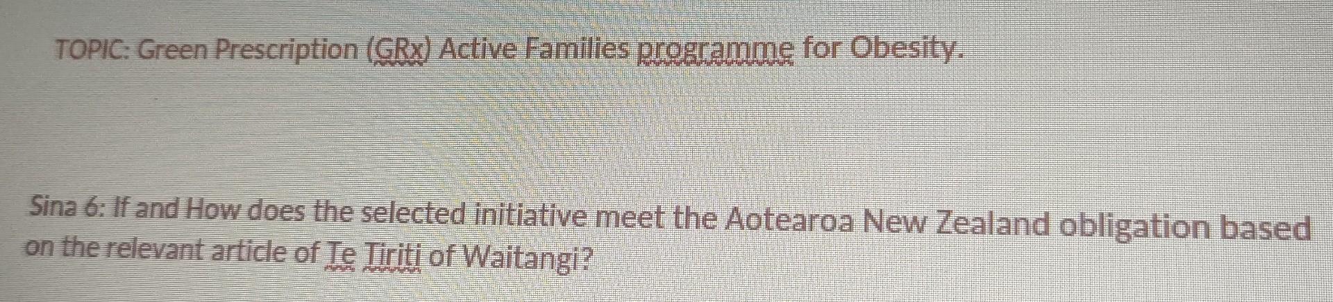 Topic Green Prescription Grx Active Families Programme For Obesity Sina 6 If And How Does The Selected Initiative M 1