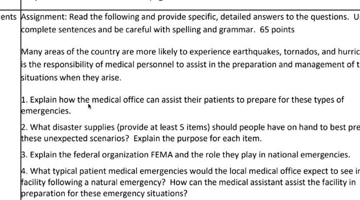 Ents Assignment Read The Following And Provide Specific Detailed Answers To The Questions U Complete Sentences And Be 1