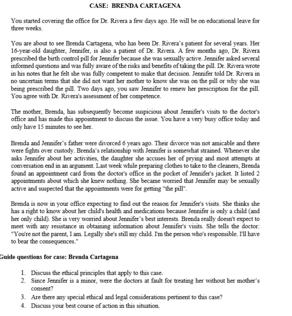 Case Brenda Cartagena You Started Covering The Office For Dr Rivera A Few Days Ago He Will Be On Educational Leave Fo 1