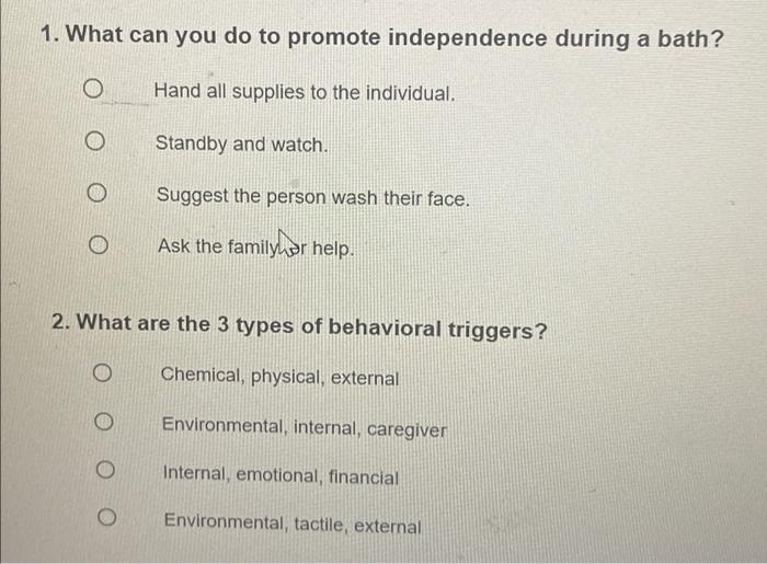 1 What Can You Do To Promote Independence During A Bath Hand All Supplies To The Individual Standby And Watch Sugges 1