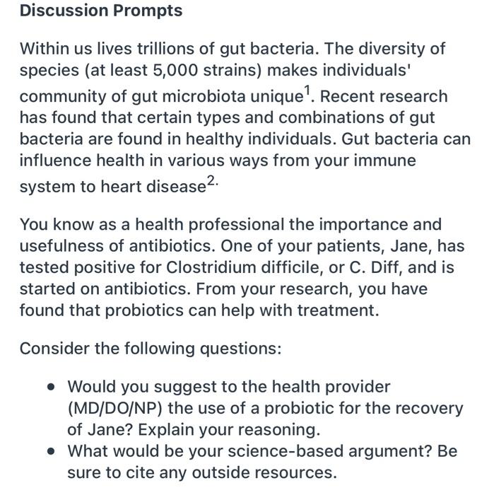 Discussion Prompts Within Us Lives Trillions Of Gut Bacteria The Diversity Of Species At Least 5 000 Strains Makes In 1