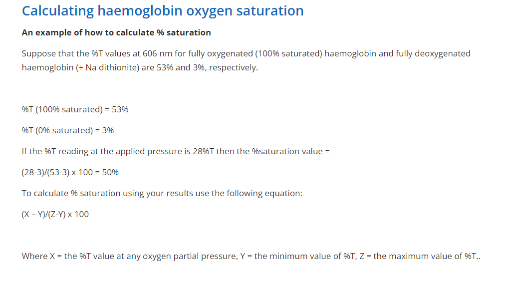 Hello This Is An Assignment That S Due Soon And I Want To Be Sure How To Calculate Haemoglobin Oxygen Saturation Given 1