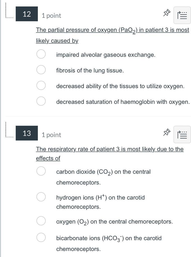 The Table Below Shows Data From Three Patients 1 2 And 3 Who Were Admitted To A Johannesburg Hospital Patm 620 Mm H 3