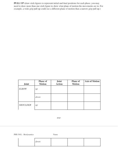 Pull Up Draw Stick Figures To Represent Initial And Final Positions For Each Phase You May Need To Draw More Than One 1