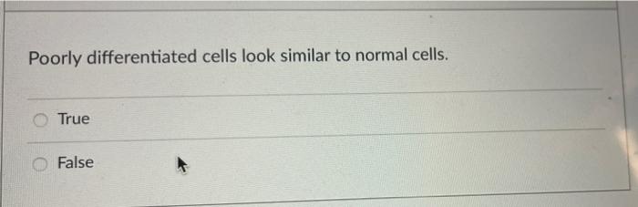 Poorly Differentiated Cells Look Similar To Normal Cells True False 1