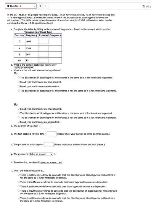 Question 0 35 In The Us 46 8 Of All People Have Type O Blood 39 6 Have Type A Blood 10 Shave Type 3 Blood And 3 1 1