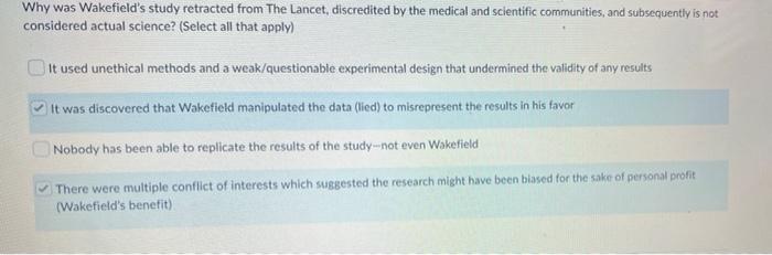 Why Was Wakefield S Study Retracted From The Lancet Discredited By The Medical And Scientific Communities And Subseque 1
