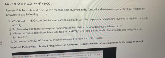 Co H O H Co3 H Hco3 Review This Formula And Discuss The Mechanisms Involved In The Forward And Reverse Compone 1