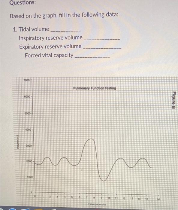 Questions Based On The Graph Fill In The Following Data 1 Tidal Volume Inspiratory Reserve Volume Expiratory Reserve 1