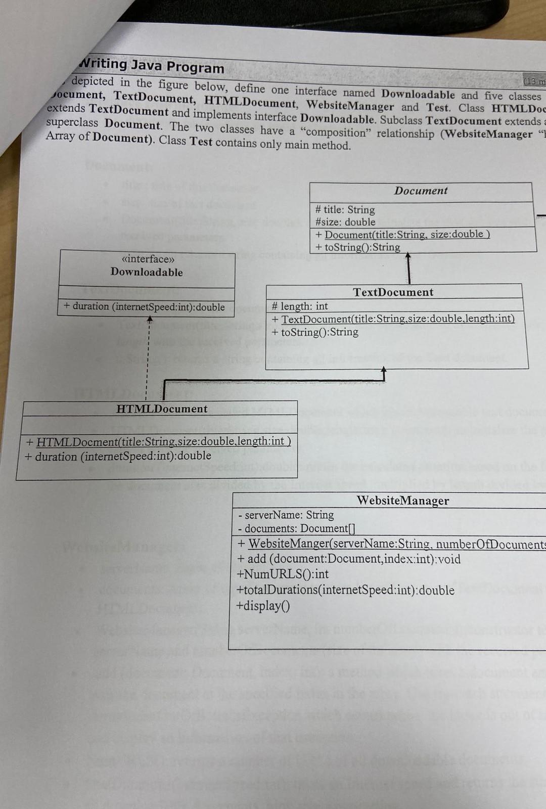 Test Implement Test Class With Main Method Create An Object Of Type Websitemanager Name It Wm Servername Www Mysite 4