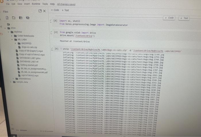 D File Edit View Insert Runtime Tools Help Allungesaved Dode Text Ex Files Code Text Mre D 8 Import Os Shutil Fro 1