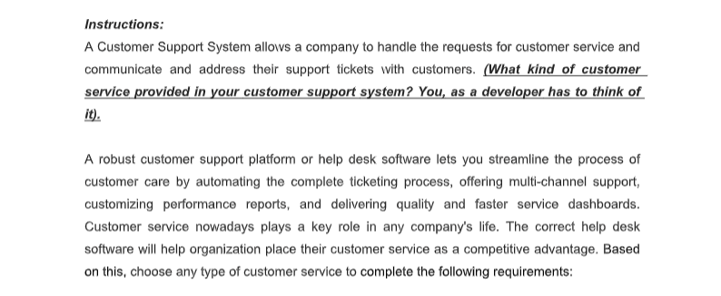 Instructions A Customer Support System Allows A Company To Handle The Requests For Customer Service And Communicate And 1