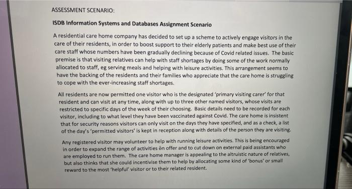 Assessment Scenario Isdb Information Systems And Databases Assignment Scenario A Residential Care Home Company Has Deci 1