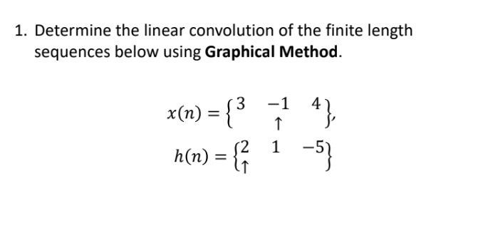 1 Determine The Linear Convolution Of The Finite Length Sequences Below Using Graphical Method X N 1 1 4 H 1