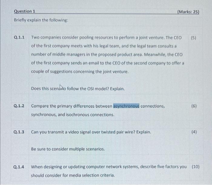 Question 1 Marks 25 Briefly Explain The Following 5 Q 1 1 Two Companies Consider Pooling Resources To Perform A Jo 1