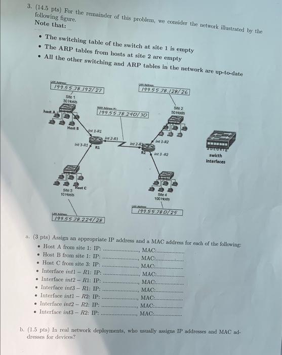 3 14 5 Pts For The Remainder Of This Problem We Consider The Network Illustrated By The Following Figure Note That 1