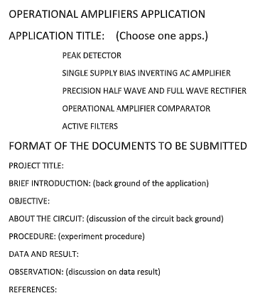 Operational Amplifiers Application Application Title Choose One Apps Peak Detector Single Supply Bias Inverting Ac A 1