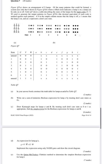 Question 7 20 Marks Figure Q7 A Shows An Arrangement Of 9 Lamps Of The Many Patterns That Could Be Formed A System 1