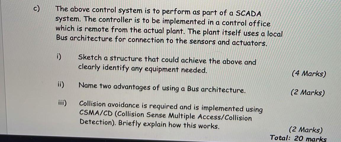 C The Above Control System Is To Perform As Part Of A Scada System The Controller To Be Implemented In A Control Offic 1