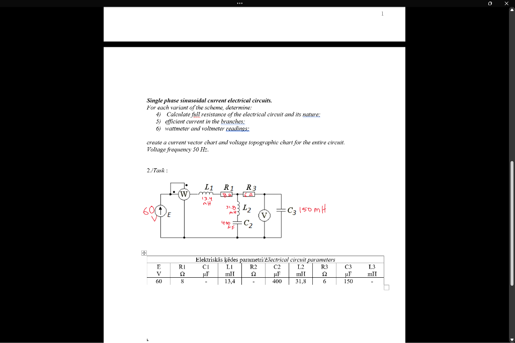 Calculate The Full Resistance The Current Of The Branches And The Wattemeter And Voltemeter 1