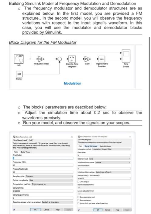 Frequency Modulator And Demodulator O The Simulink Model Of The Complete Fm Modulator And Demodulator Is Shown Modulatio 2