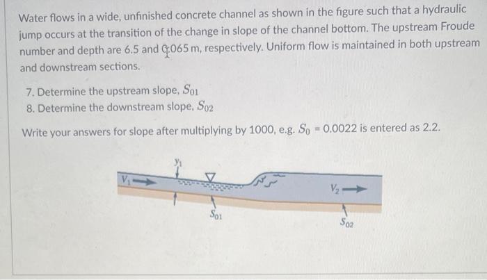 Water Flows In A Wide Unfinished Concrete Channel As Shown In The Figure Such That A Hydraulic Jump Occurs At The Trans 1