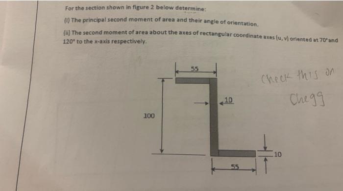 For The Section Shown In Figure 2 Below Determine 1 The Principal Second Moment Of Area And Their Angle Of Orientatio 1