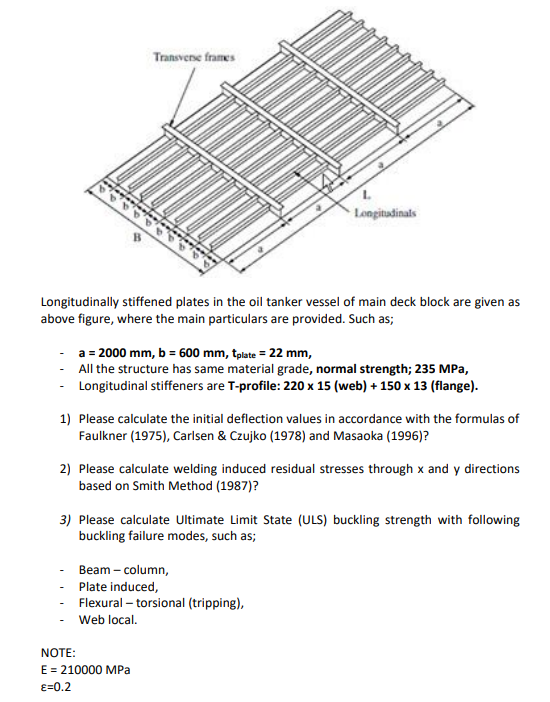Transverse Frames Longitudinals Longitudinally Stiffened Plates In The Oil Tanker Vessel Of Main Deck Block Are Given As 1