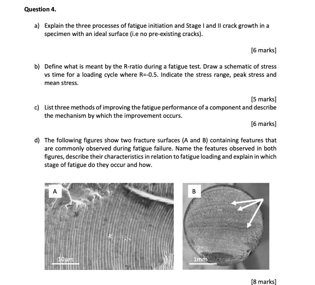 Question 4 A Explain The Three Processes Of Fatigue Initiation And Stage I And Ii Crack Growth In A Specimen With An I 1