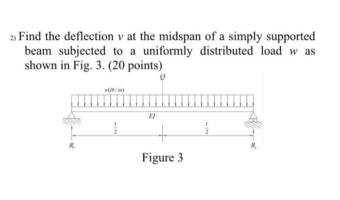 2 Find The Deflection V At The Midspan Of A Simply Supported Beam Subjected To A Uniformly Distributed Load W As Shown 1