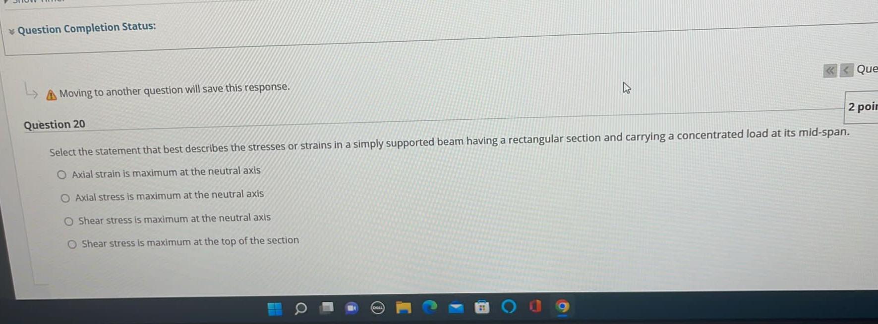 Question Completion Status Moving To Another Question Will Save This Response Que Question 20 2 Poin Select The State 1
