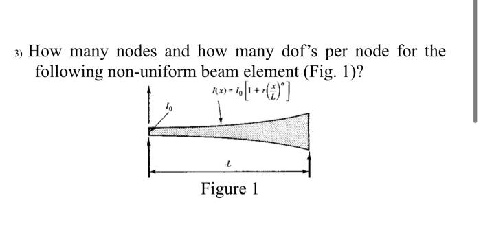 3 How Many Nodes And How Many Dof S Per Node For The Following Non Uniform Beam Element Fig 1 1 X 10 1 1 1