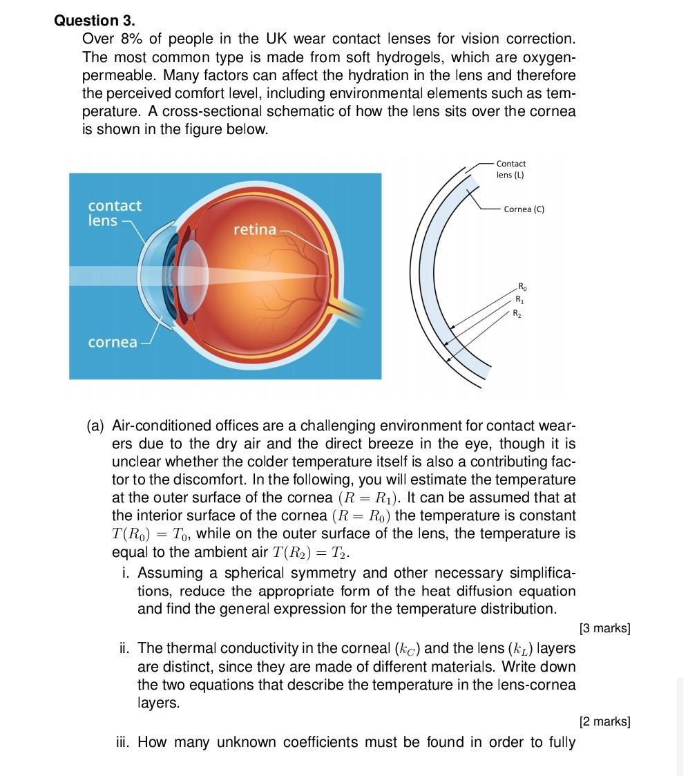 Question 3 Over 8 Of People In The Uk Wear Contact Lenses For Vision Correction The Most Common Type Is Made From Sof 1