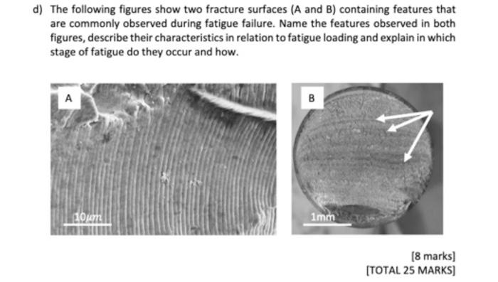 D The Following Figures Show Two Fracture Surfaces A And B Containing Features That Are Commonly Observed During Fati 1