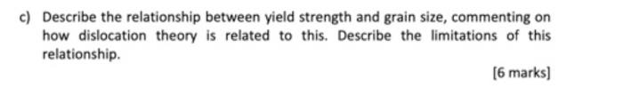 C Describe The Relationship Between Yield Strength And Grain Size Commenting On How Dislocation Theory Is Related To T 1