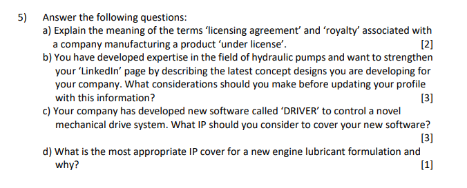 5 Answer The Following Questions A Explain The Meaning Of The Terms Licensing Agreement And Royalty Associated Wi 1