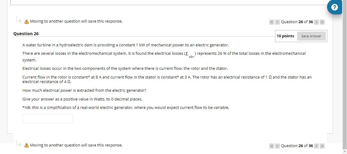 Moving To Another Question Will Save This Response Question 26 Of 36 Question 26 10 Points Save Answer A Water Tur 1